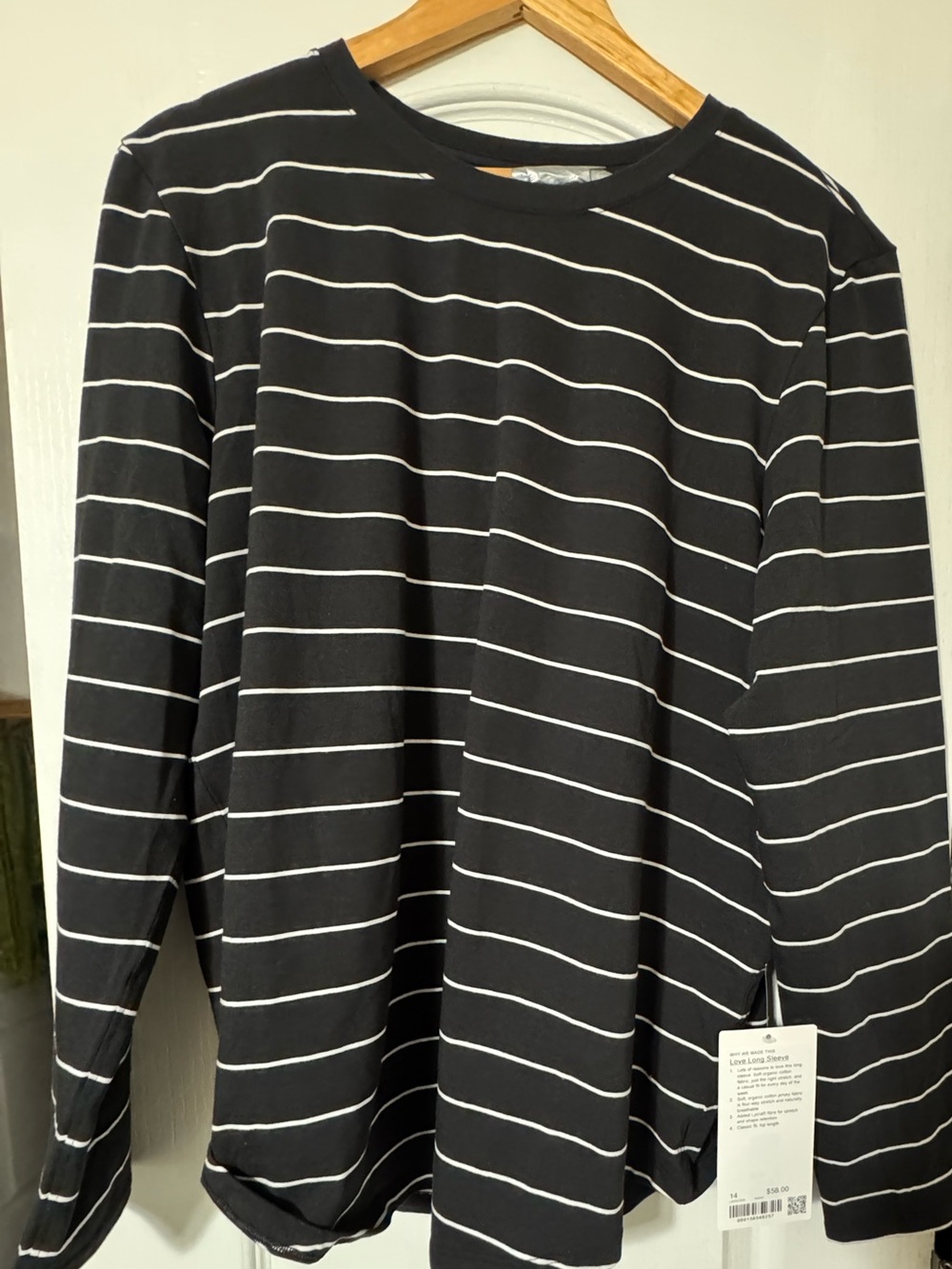 Lululemon Love Long Sleeve SWAP -Black and White Striped Long-Sleeve Crewneck